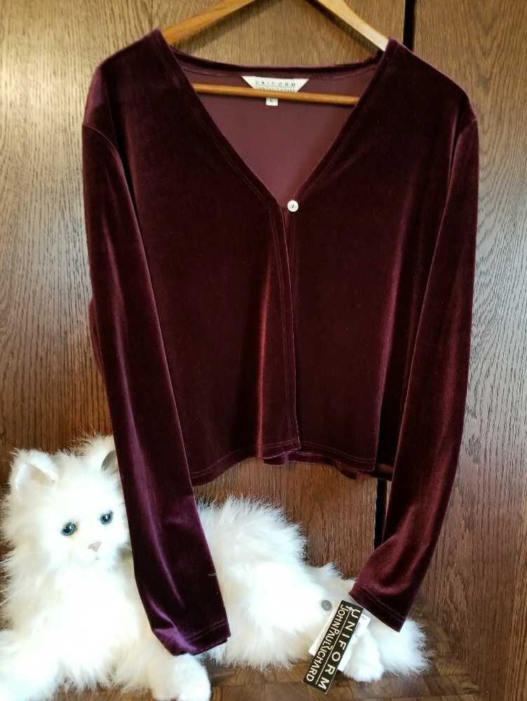 NWT Purple crop faux velveteen jacket JP Richard